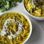 A hearty bowl of Aush/Ash Reshteh, which is a green Persian dish