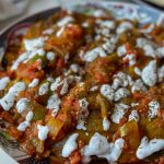 a big plate of Borani Banjan. Afghan Eggplant