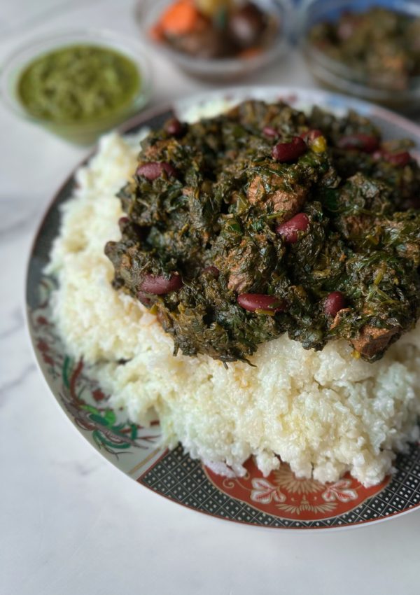 Sabzi Batta – Afghan White Sticky Rice and Herb Stew