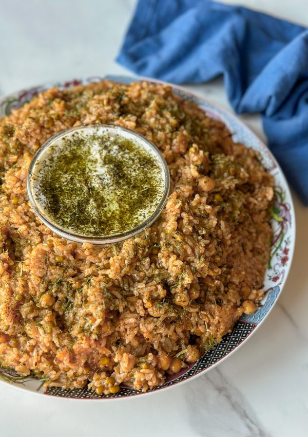 a plate of Afghan sticky rice called Shola